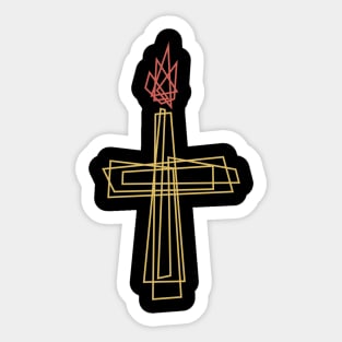 The cross of the Lord Jesus Christ and the flame of fire Sticker